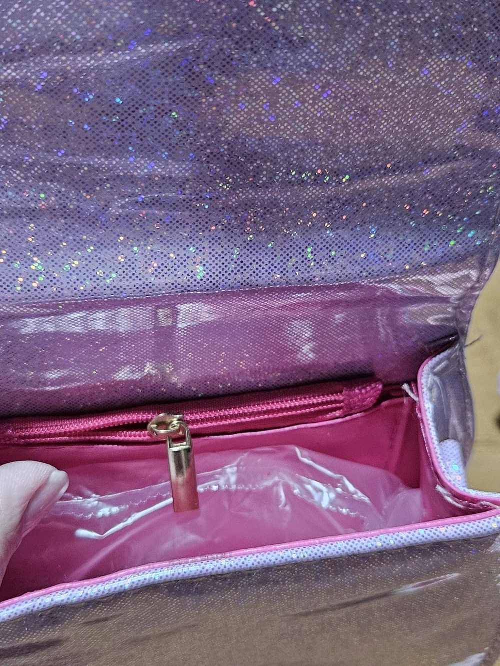 Hello Kitty Purple Glitter Kids Purse with Pearl Handle